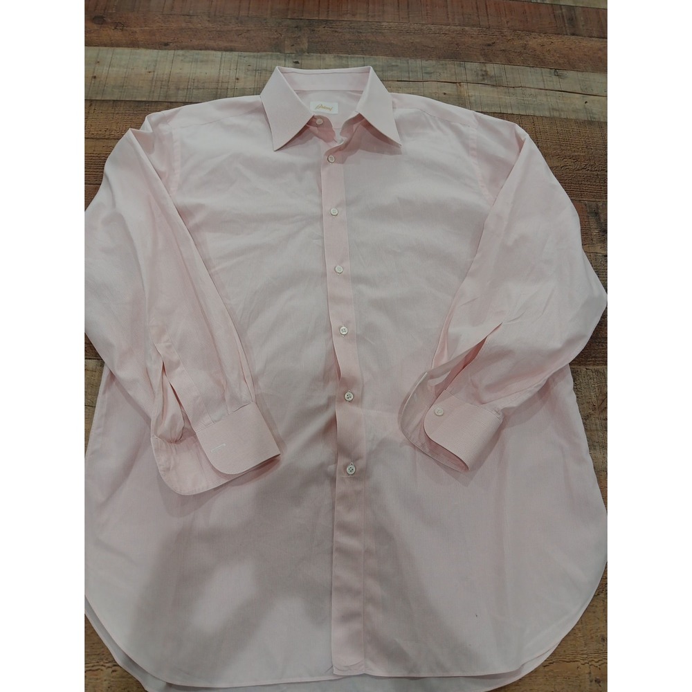 Brioni Light Checked Spred Collar Cotton Men'sButton Up Size 42 16 1/2 (2641)
